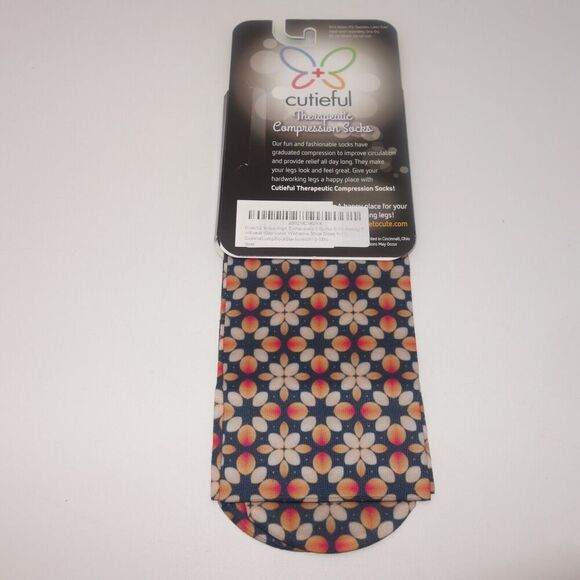 NEW Cutieful Therapeutic Compression Socks Fits Size 5-11 Fall Flowers Starburst - Picture 6 of 6